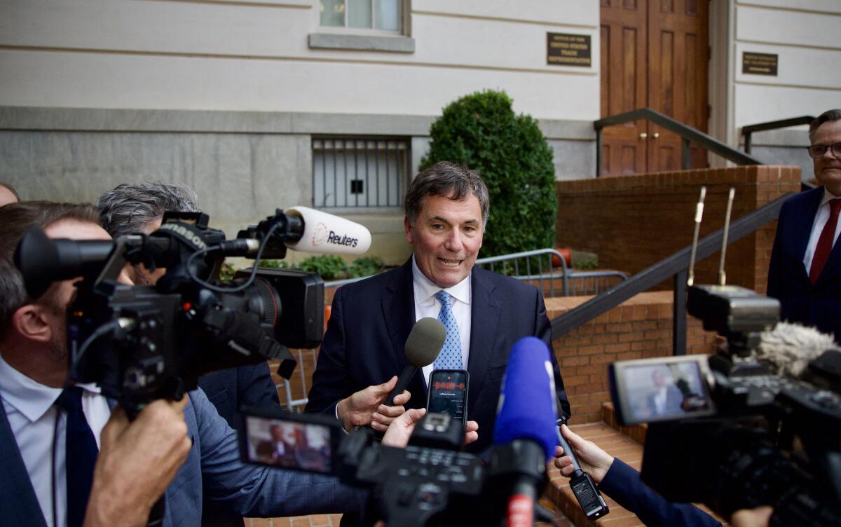 Dominic LeBlanc, Canada's minister in charge of US-Canada trade, speaks to journalists