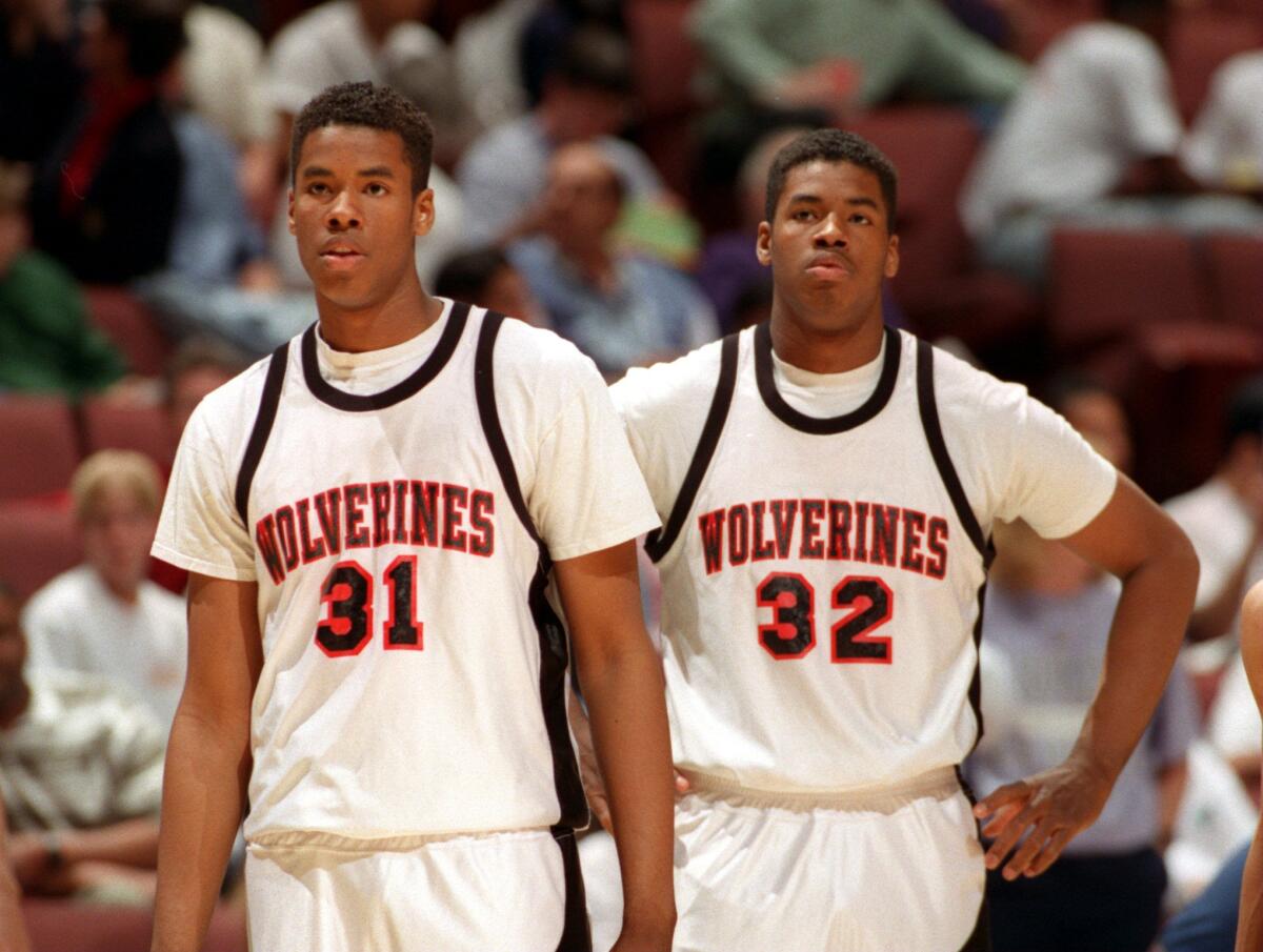 Harvard-Westlake's twin towers Jarron (left) and Jason Collins in 1994.