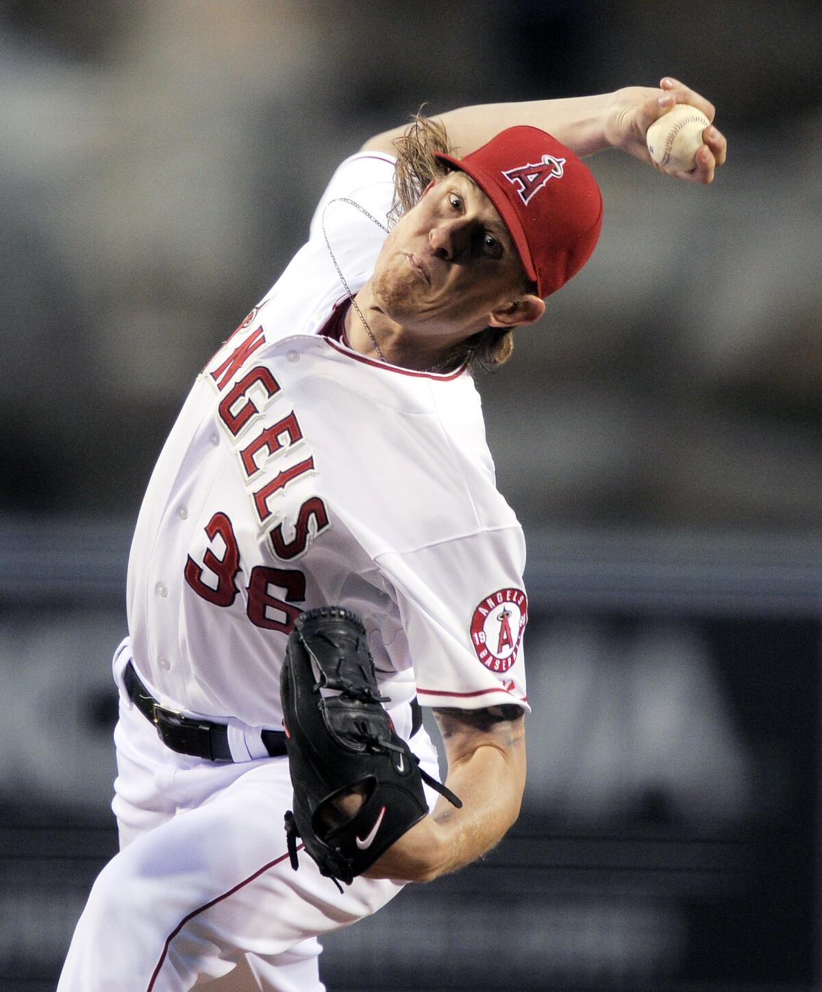 Los Angeles Angels starting pitcher Jered Weaver