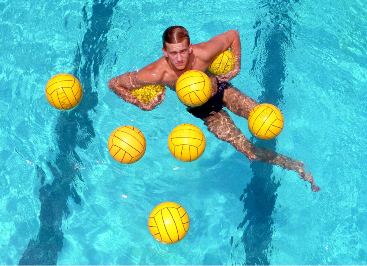 Jim Toring, then a Harvard-Westlake High School senior, is photographed in the campus pool in Studio City.