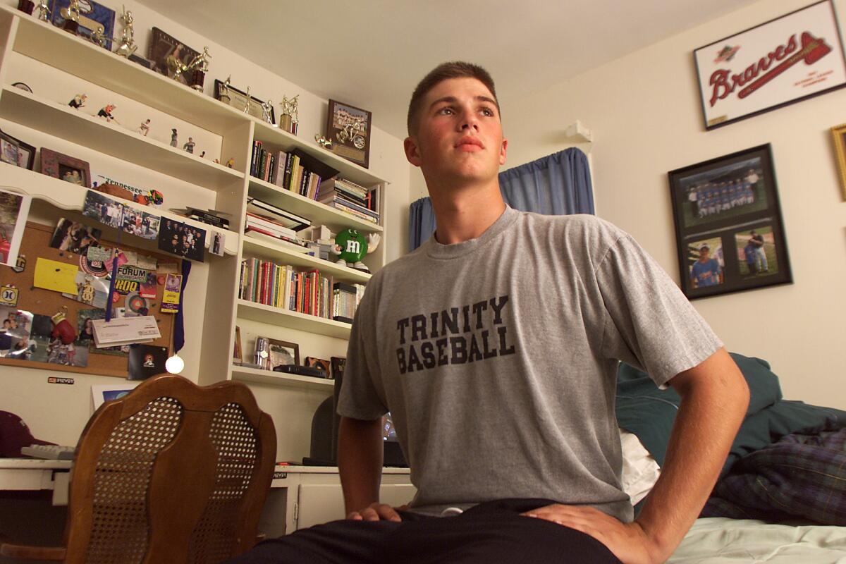 Former Campbell Hall and Northridge Little Leaguer Michael Frost poses for a photo at home.