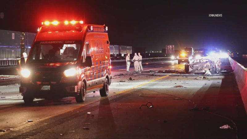Three people were killed, and three others were hurt in a fiery three-vehicle wrong-way crash on southbound Highway 99 near 7th Standard Road early Sunday morning. PHOTO: KNN.NEWS