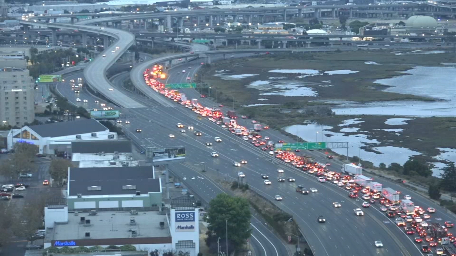 Fuel spill crash snarls traffic on westbound I-80 at MacArthur Maze in Oakland