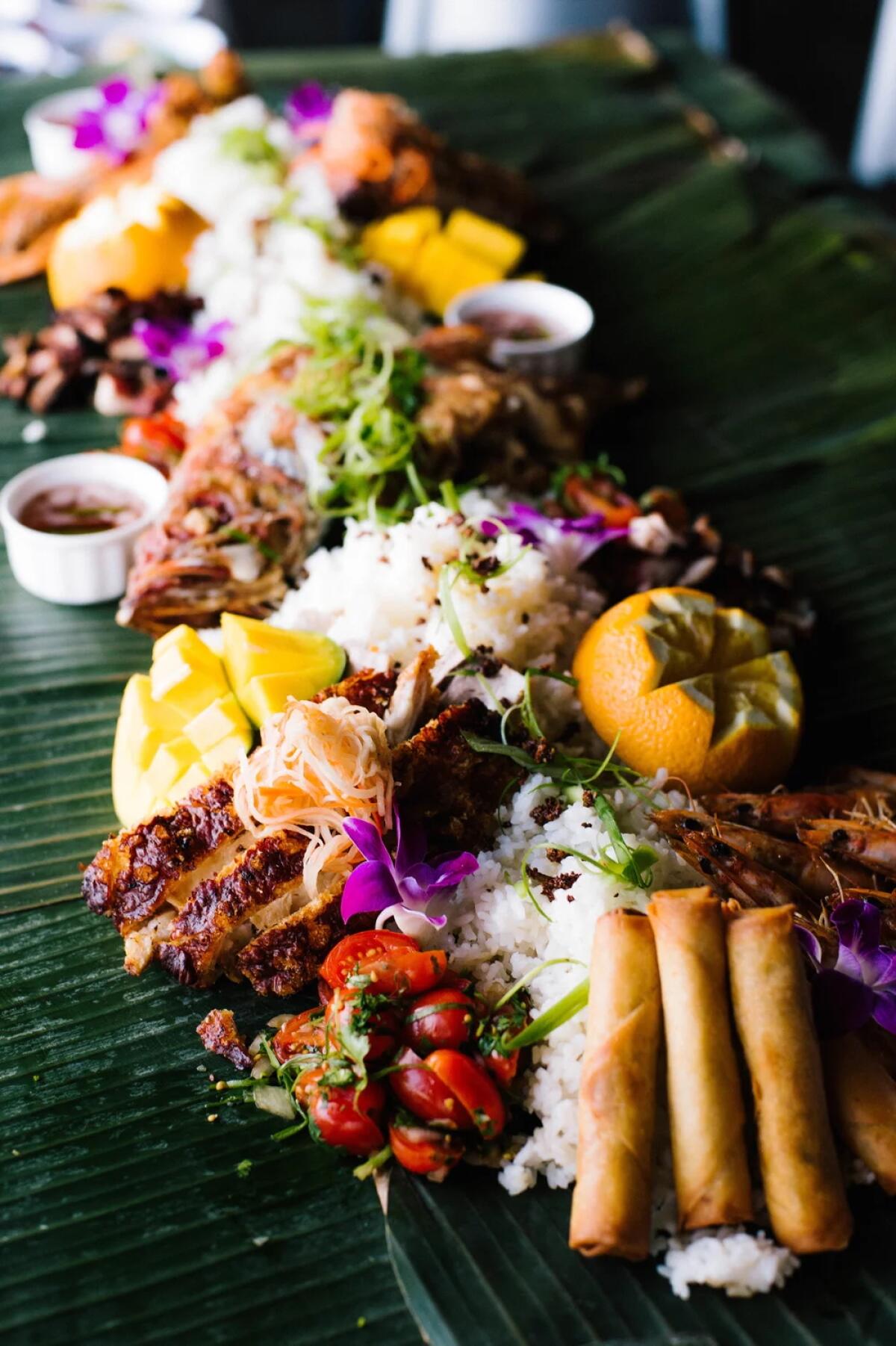 A Kamayan meal at Lola's by MFK in Anaheim.