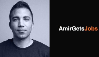 man's headshot with a logo that says amirgetsjobs