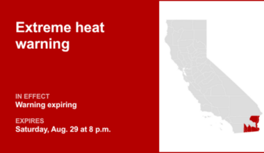 UPDATE: The current extreme heat warning for Southern California will be expiring at 8 p.m.