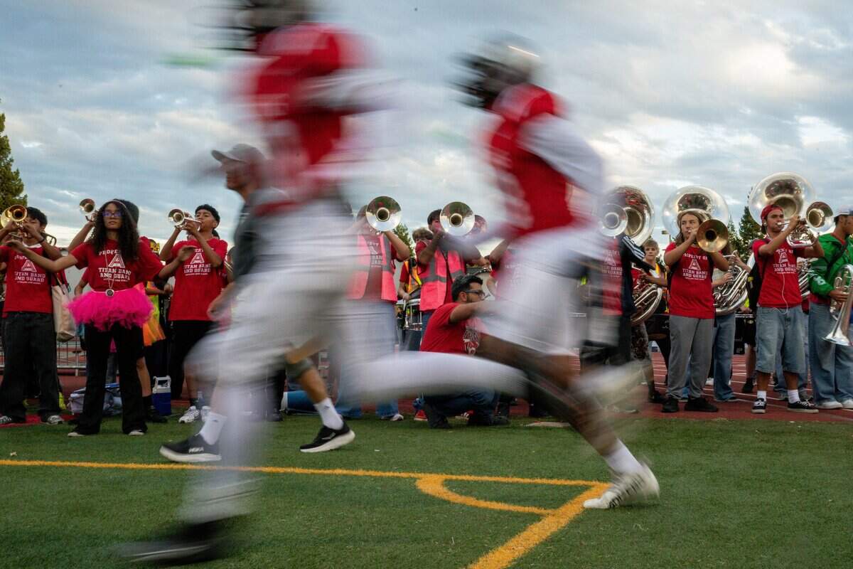 Members of the Antelope High School band perform during the football home opener Friday against Roseville High School in Antelope.