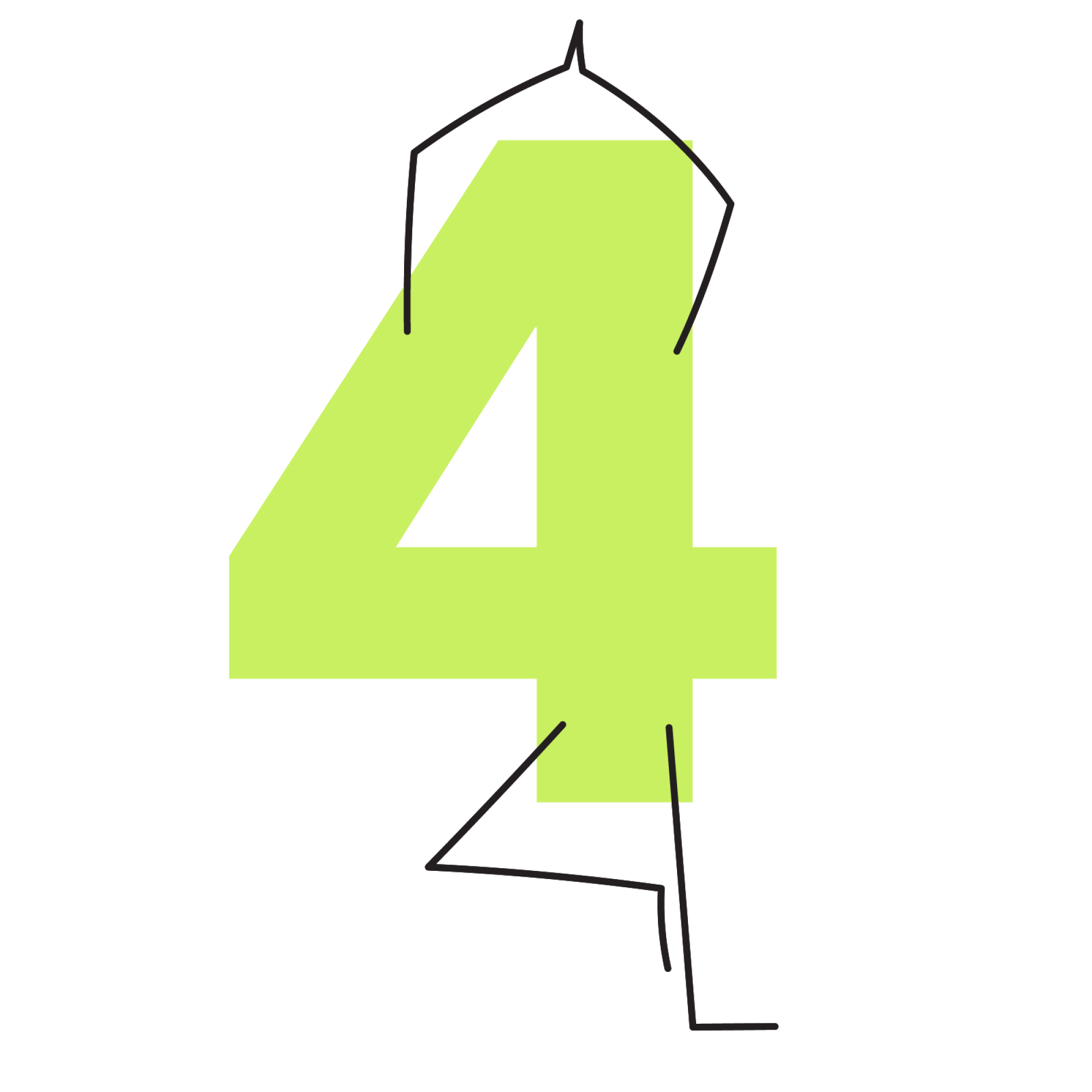 illustration of the number four doing a tree pose