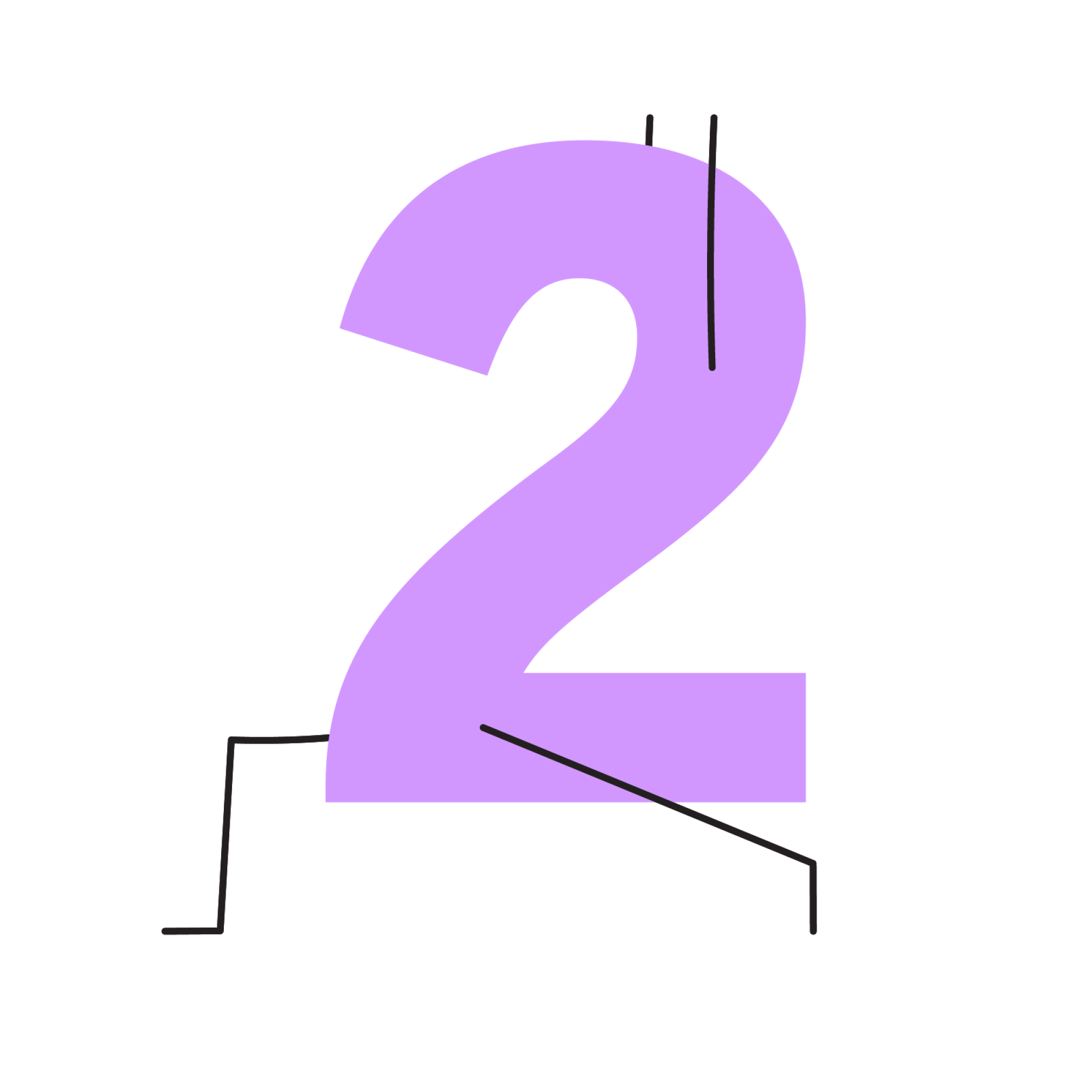 illustration of the number two doing a warrior one pose