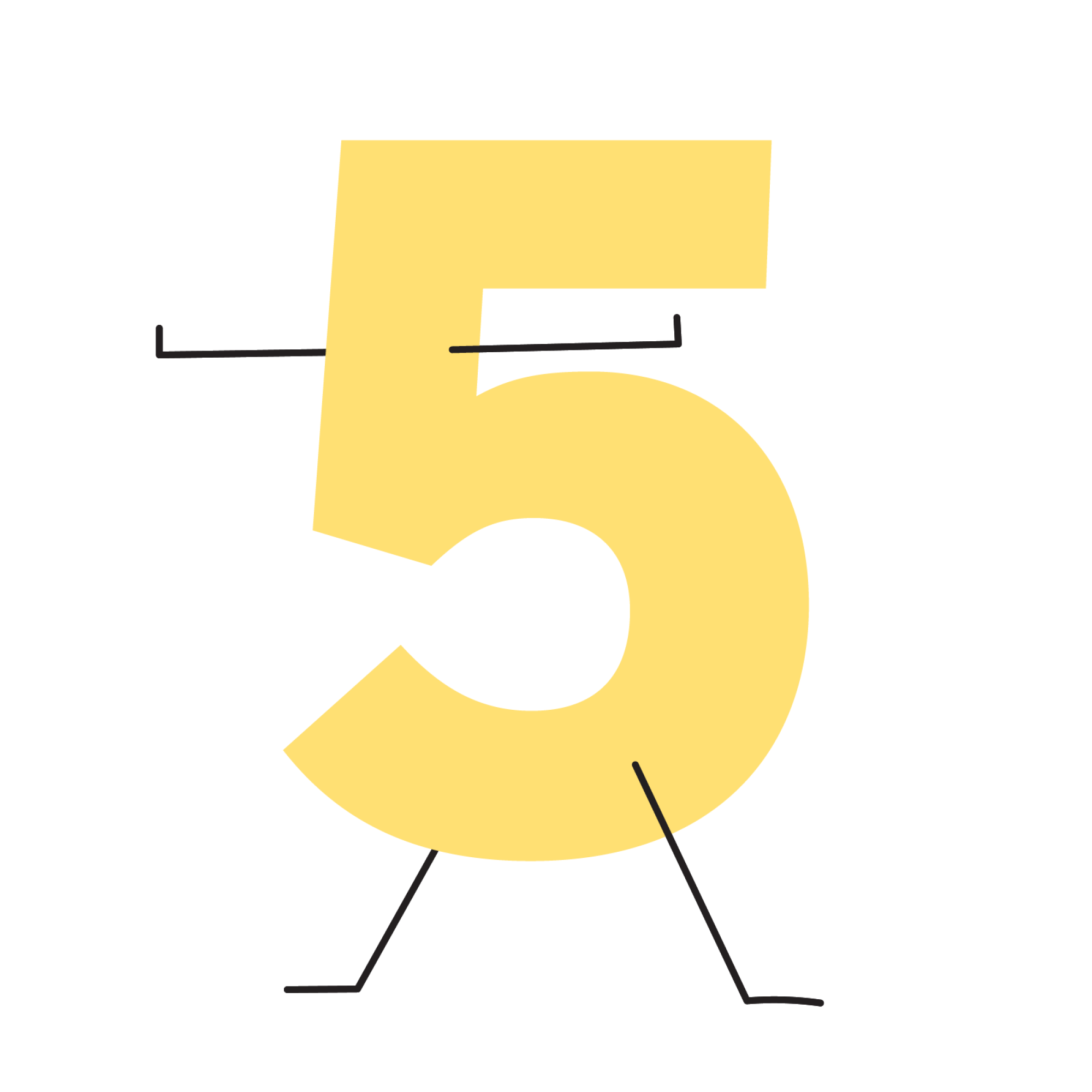 illustration of the number five doing a warrior two pose