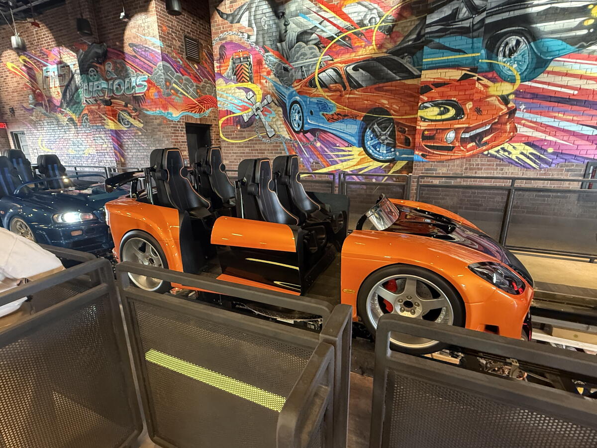 One of the ride vehicles of Fast & Furious: Hollywood Drift.
