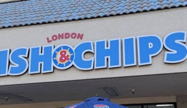 fish and chips store signage