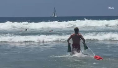At least 1,950 ocean rescues made this weekend as dangerous swells keep Los Angeles County lifeguards busy