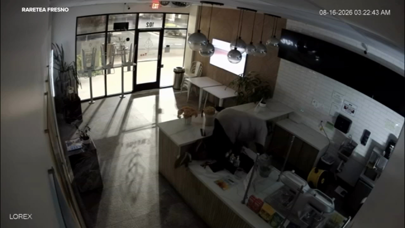 Suspect seen on camera breaking into Fresno boba tea shop