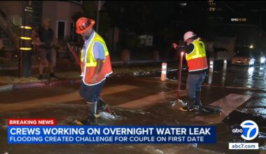 Los Feliz water main break floods streets and even disrupts first date