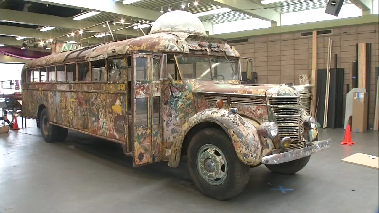 The iconic Furthur bus from the 1960s hippie movement is pictured in San Francisco.