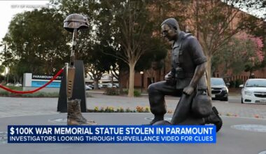Pricey statue stolen from Paramount City Hall's armed forces memorial