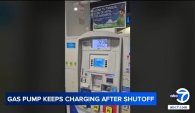 Video shows gas pump continuing to charge after nozzle shuts off at Northridge gas station