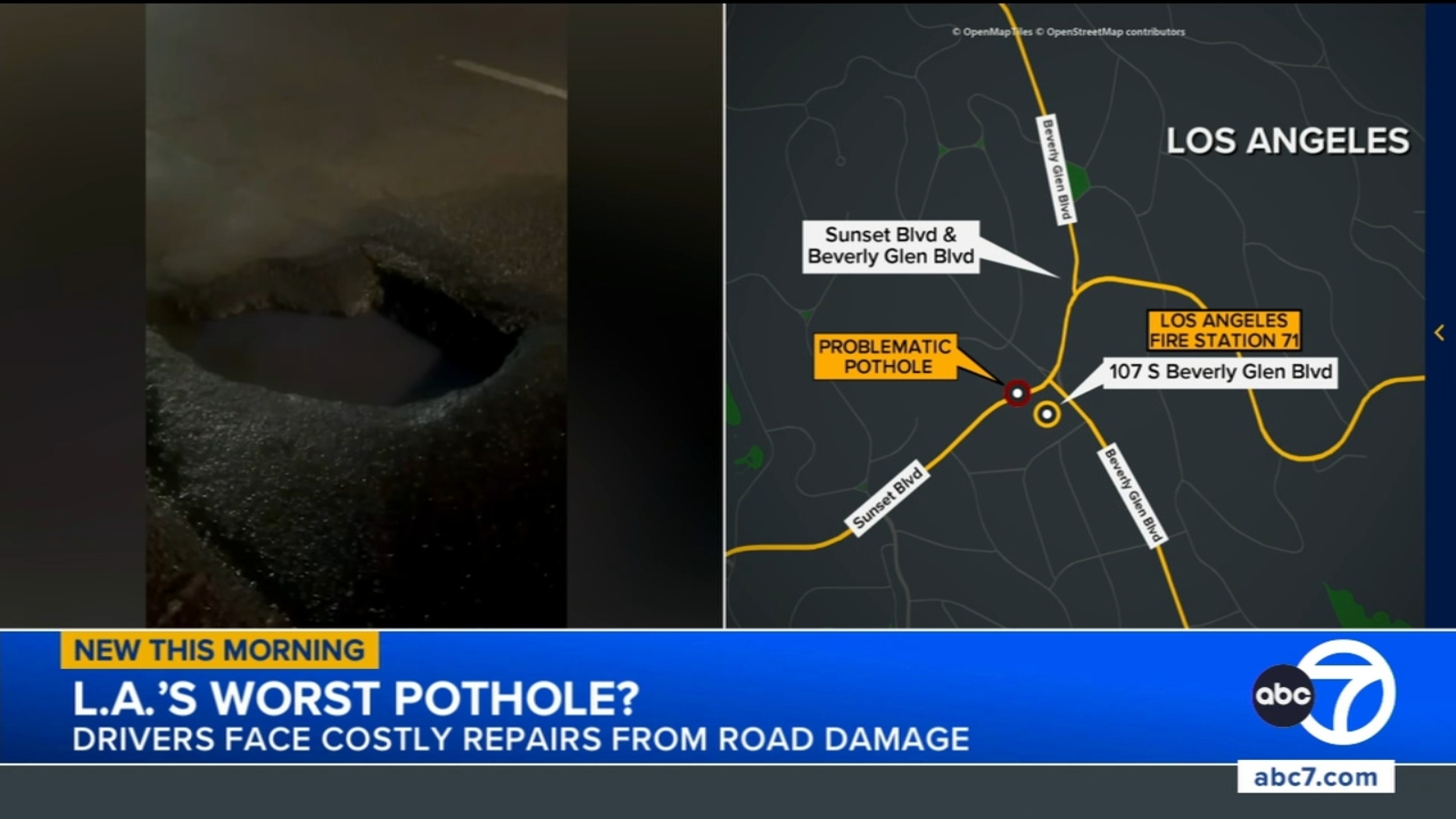 The worst pothole in Los Angeles? Crater along Sunset Boulevard notorious for trashing tires, disabling cars