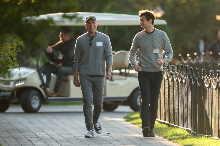 New Lakers co-owner Josh Kushner, right, is founder and managing partner of the venture capital firm Thrive Capital and has an estimated personal wealth of $5bn