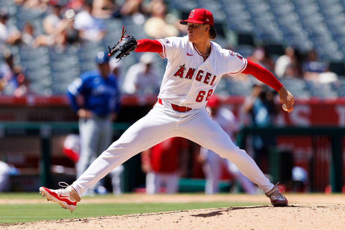 Blake Weiman #68 of the Los Angeles Angels pitches during the game against the Kansas City Royals at Angel Stadium of Anaheim on August 16, 2026 in Anaheim, California. Blake Weiman #68 of the Los Angeles Angels pitches during the game against the Kansas City Royals at Angel Stadium of Anaheim on August 16, 2026 in Anaheim, California.