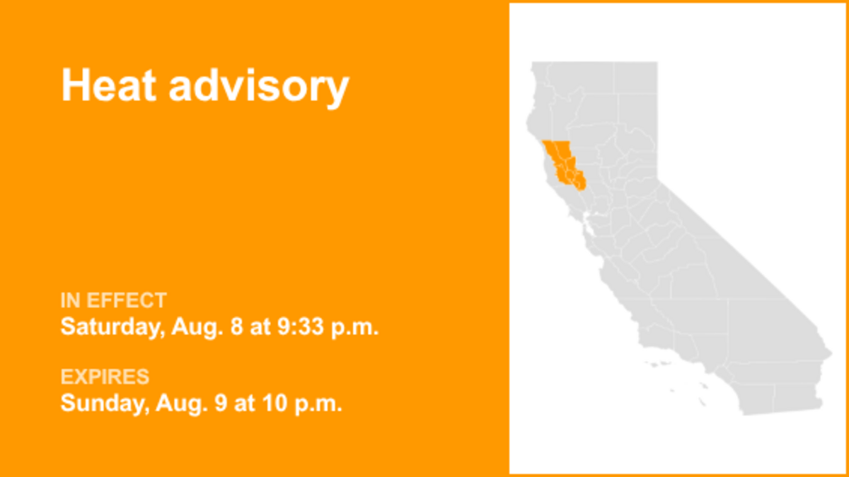 Heat advisory for Northern California until Sunday night
