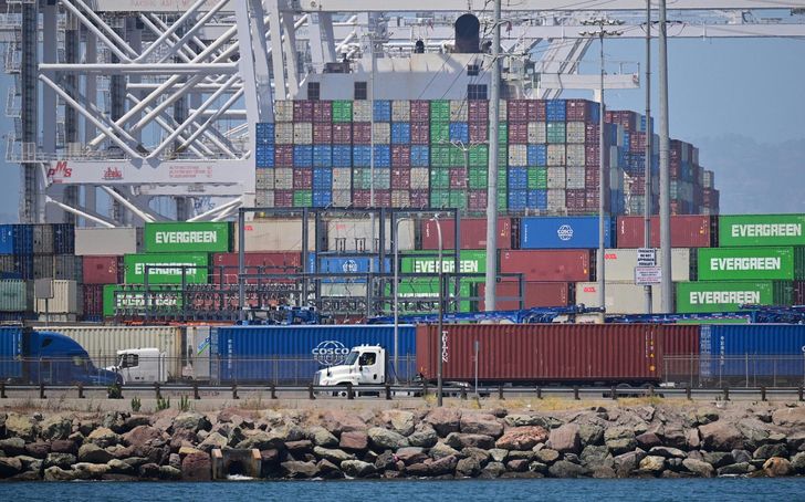 Shipping containers are seen at the Port of Long Beach, the second-busiest container seaport in the United States, in Long Beach, California, July 17. AFP-TNS