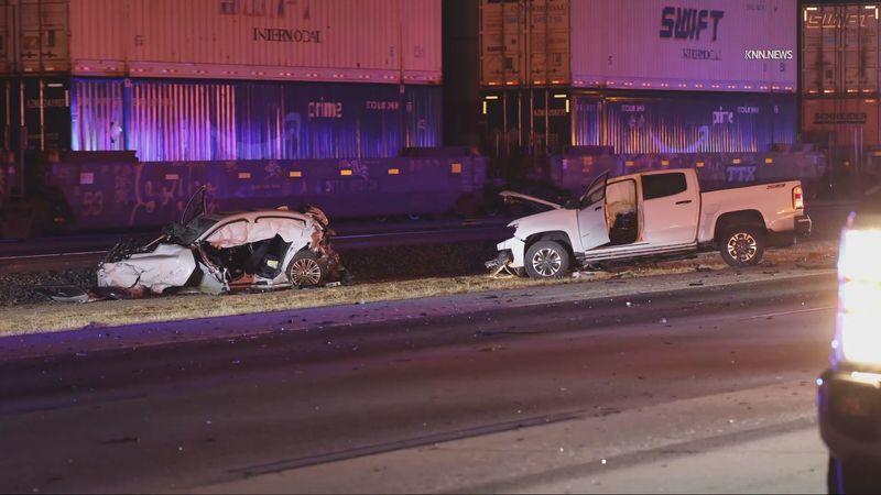 Three people were killed, and three others were hurt in a fiery three-vehicle wrong-way crash on southbound Highway 99 near 7th Standard Road early Sunday morning. PHOTO: KNN.NEWS
