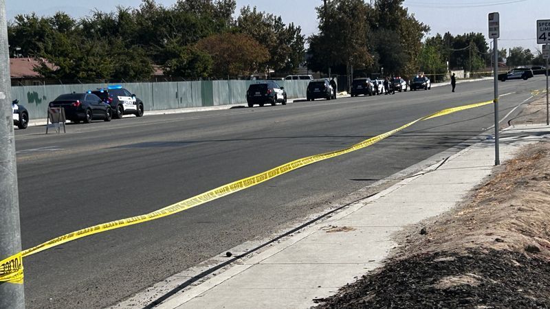 There is a heavy police presence on South Union Avenue and White Lane Thursday morning. PHOTO: KBAK/KBFX
