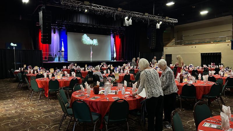 Hilton was welcomed with a room full of cheers as he came out at Shasta County GOP's annual Lincoln Reagan Dinner. Photo taken at Win River Casino in Redding on July 31, 2026. (KRCR)
