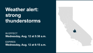 UPDATE: Weather alert for Fresno area Wednesday midday, says the NWS