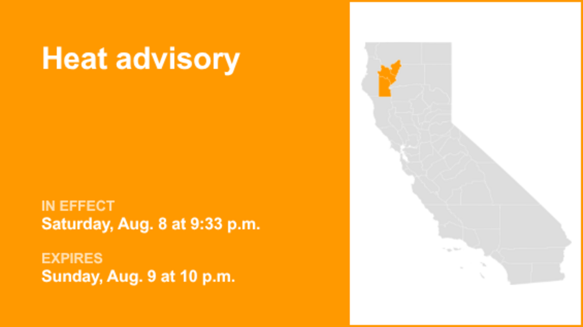 Heat advisory active for Northern California until Sunday night