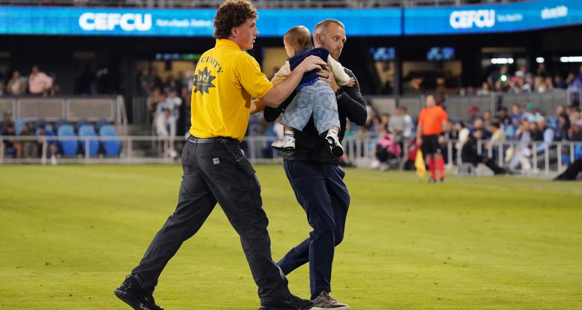 A baby invaded the pitch during San Jose-Minnesota United FC MLS match