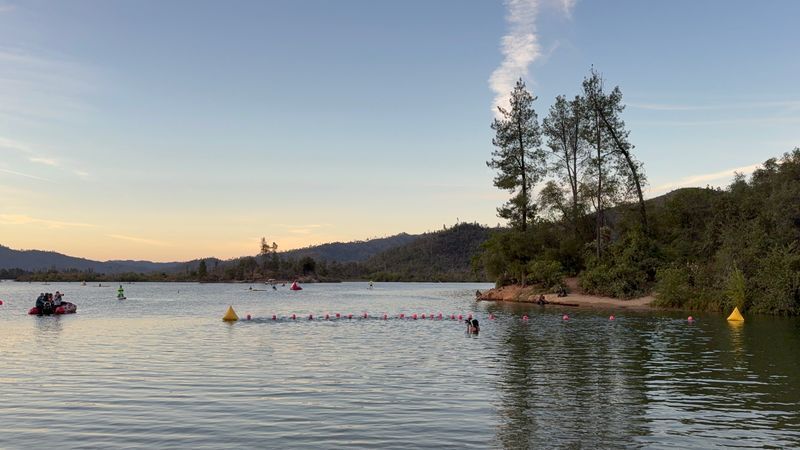 IRONMAN 70.3 Northern California started with a 1.2 mile swim at Whiskeytown Lake on Aug. 16. (KRCR)