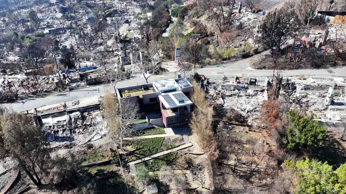 Michael Kovac’s fire-hardened home stands unscathed amid a sea of ash on Feb. 20, 2025. His home was the only one left standing on his block after the Jan. 7 Palisades Fire roared through. Senate Bill 894 would create affordable loans to help California homeowners harden homes, scale retrofits and reduce wildfire loss while leveraging private capital. Michael Kovac’s fire-hardened home stands unscathed amid a sea of ash on Feb. 20, 2025. His home was the only one left standing on his block after the Jan. 7 Palisades Fire roared through. Senate Bill 894 would create affordable loans to help California homeowners harden homes, scale retrofits and reduce wildfire loss while leveraging private capital.