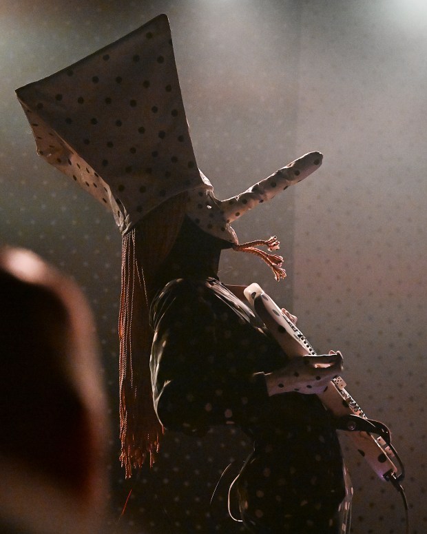 Khn de Poitrine stretches before performing with Angine de Poitrine at The Independent in San Francisco on Wednesday, Aug. 19, 2026. (Chris Riley/Times-Herald)