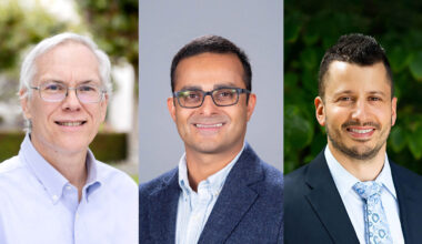 Headshots of professors Ronald Fearing and Ali Javey and neurosurgeon Ezequiel Goldschmidt.