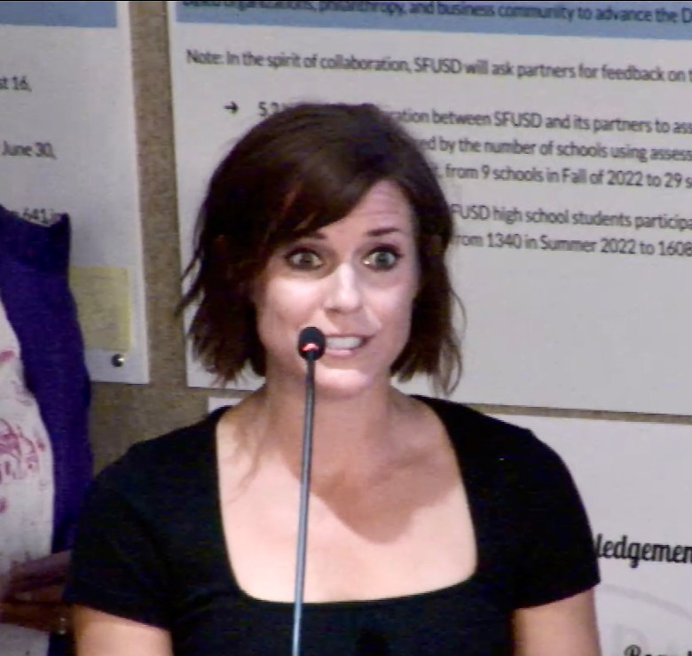Woman at microphone