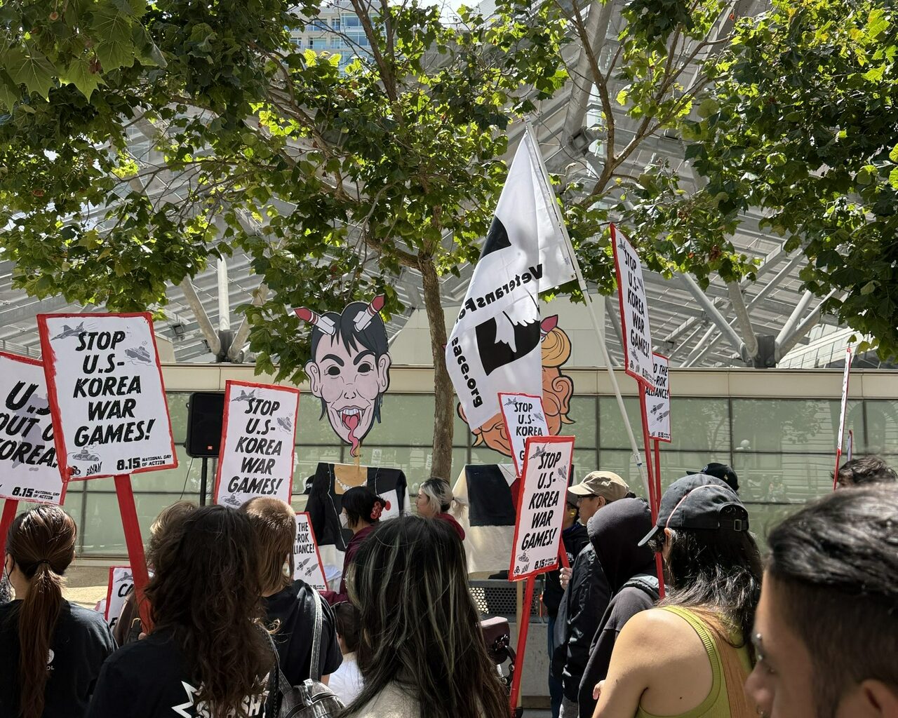 "Stop U.S. Korea war games" protest in San Francisco