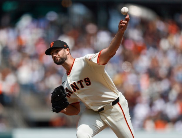 San Francisco Giants' Sam Hentges (31) throws against the Colorado Rockies in the fifth inning at Oracle Park in San Francisco, Calif., on Sunday, Aug. 16, 2026. (Nhat V. Meyer/Bay Area News Group)