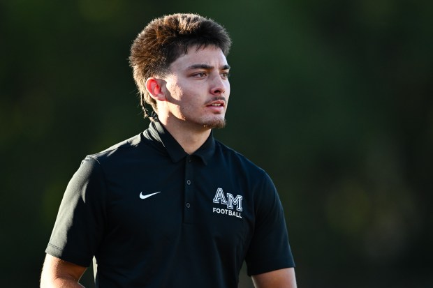 Archbishop Mitty's Kai Imahara (1) looks on before the game against Acalanes at Foothill College in Los Altos Hills, Calif., on Friday, Aug. 28, 2026. (Thien-An Truong for Bay Area News Group)
