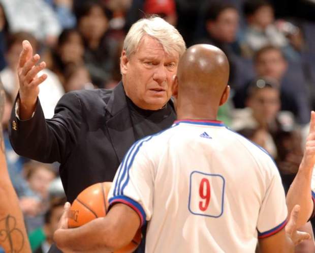 The Golden State Warriors' head coach Don Nelson argues a call in the second half of their game against the Washington Wizards on Sunday, March 4, 2007, at the Verizon Center in Washington, DC. (George Bridges/MCT)