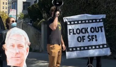 Activists Host ‘Billionaire Watch Party’ Outside Chris Larsen’s House Over Surveillance Funding