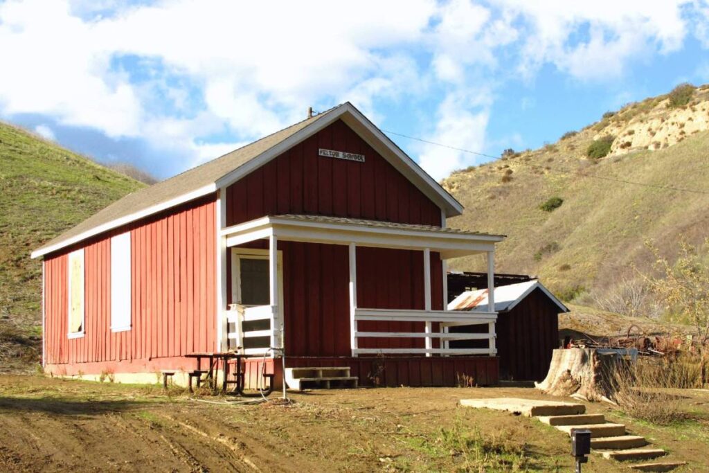 Red schoolhouse in Mentryville ghost town