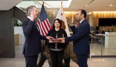 California Gov. Newson and Chopra swearing in