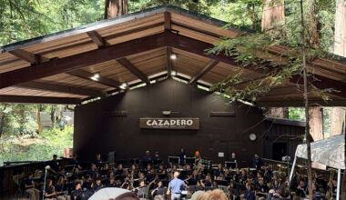 Gregory Xavier Whitmore, associate professor of music, conducts High School Concert Band at the Cazadero Music Camp.