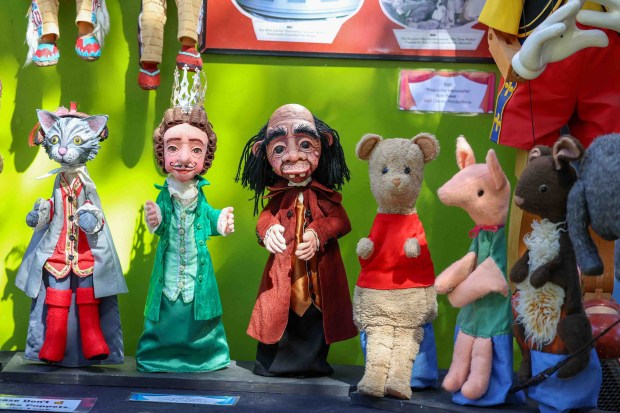 Historic puppets on display during the 70th anniversary of the Storybook Puppet Theater at Children's Fairyland in Oakland, Calif., on Saturday, Aug. 29, 2026. The weekend Puppet Fair featured performances on multiple stages by the San Francisco Bay Area Puppeteers Guild and other artists, a display of historic puppets and hands-on workshops where children made rod puppets. "It's like Coachella for people who love puppets, puppet shows and puppeteers," organizers said. (Ray Chavez/Bay Area News Group)