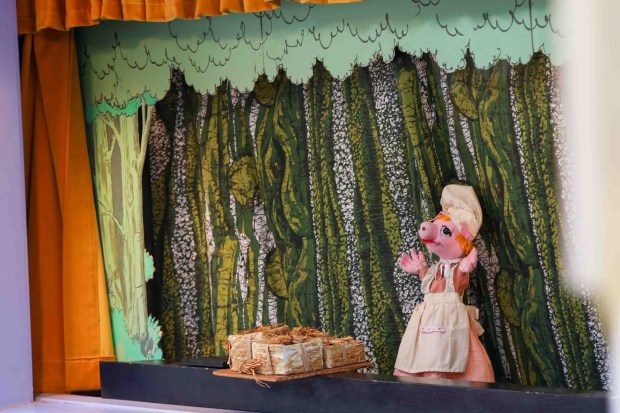 Children's Fairyland puppet theater director Randal Metz, and Tasha La, perform "The Three Little Pigs" puppet show during the 70th anniversary of the Storybook Puppet Theater at Children's Fairyland in Oakland, Calif., on Saturday, Aug. 29, 2026. The weekend Puppet Fair featured performances on multiple stages by the San Francisco Bay Area Puppeteers Guild and other artists, a display of historic puppets and hands-on workshops where children made rod puppets. "It's like Coachella for people who love puppets, puppet shows and puppeteers," organizers said. (Ray Chavez/Bay Area News Group)
