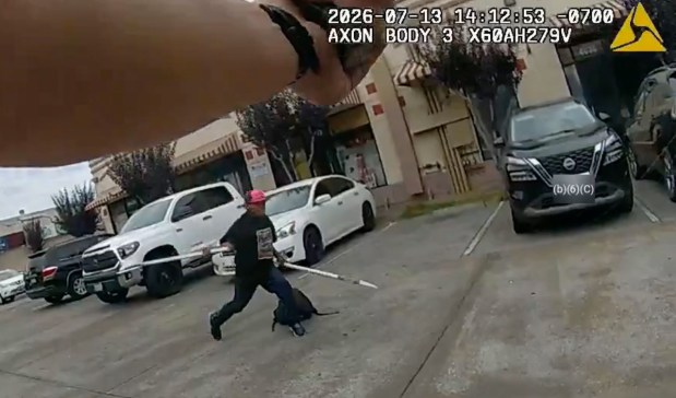 The Oakland Police Department released video Wednesday of a fatal police shooting on July 13, 2026, on the 4000 block of International Boulevard. (Frame from video courtesy of Oakland Police Department)