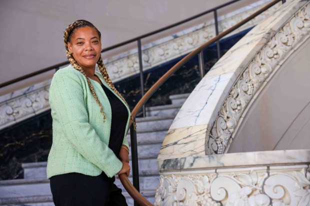 Oakland Assistant City Administrator and Constitutional Policing Administrator Michelle Phillips looks on from the steps of the Oakland City Hall in Oakland, Calif., Wednesday, Aug. 5, 2026. (Ray Chavez/Bay Area News Group)